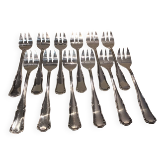 12 silver-plated oyster forks by silversmith Ercuis Valencay