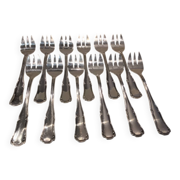 12 silver-plated oyster forks by silversmith Ercuis Valencay