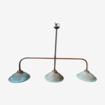 Ceiling light with 3 copper lampshades