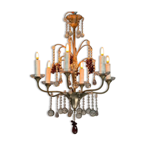 Lustre Artdeco en bronze - pampilles