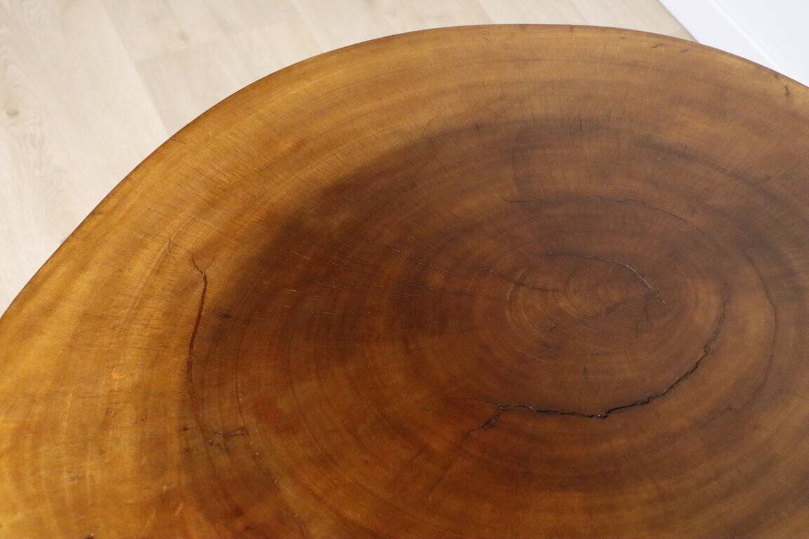 Vintage brutalist solid wood coffee table, 1960s