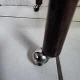 Smoked glass service two trays base wood and chrome metal