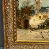 P. van Dinteren "Old Town". Oil on wood panel.