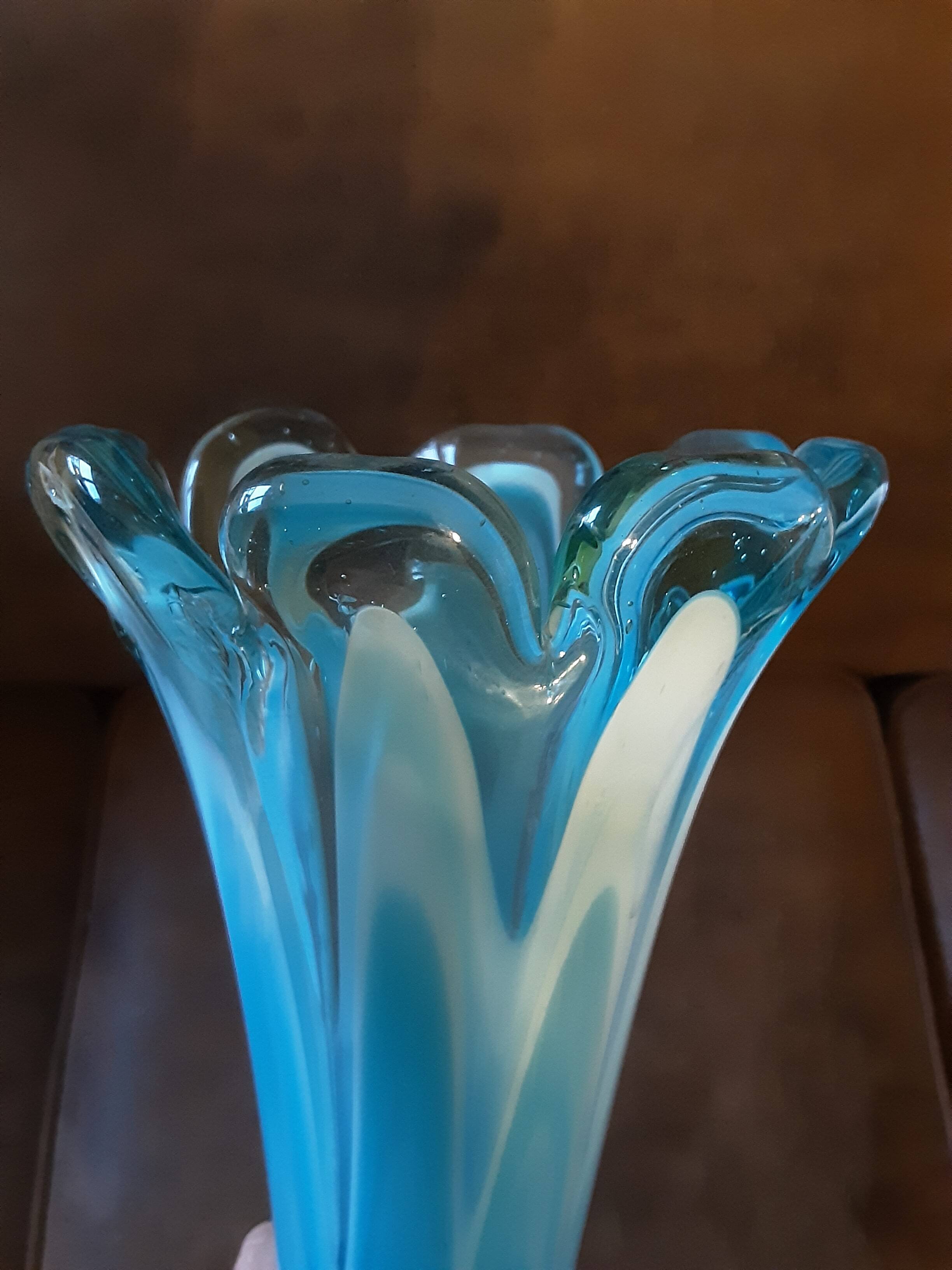 Large turquoise opaline crystal vase