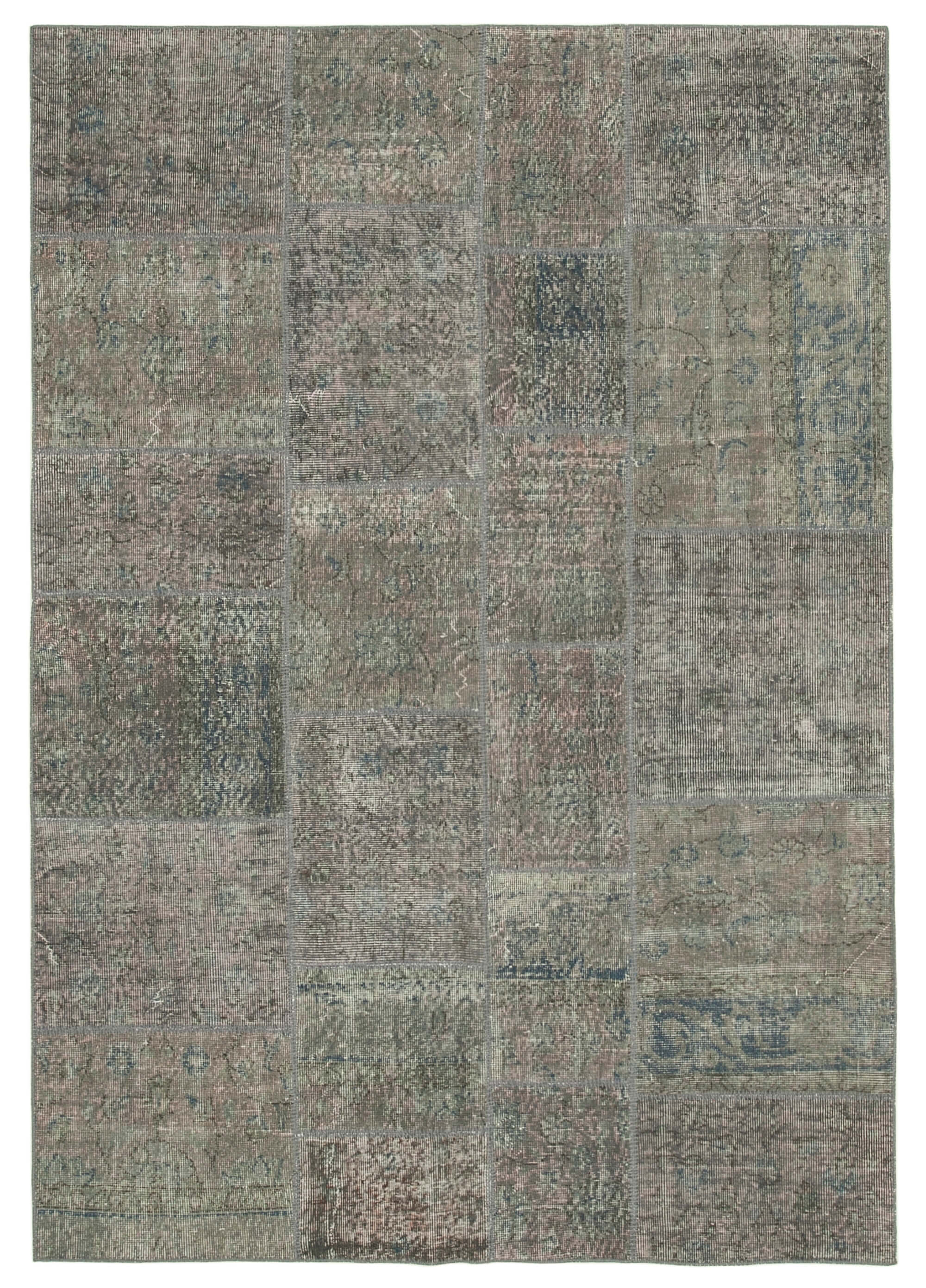 Handmade turkish overdyed 170 cm x 245 cm grey patchwork rug