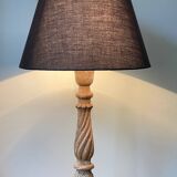 Carved wood lamp