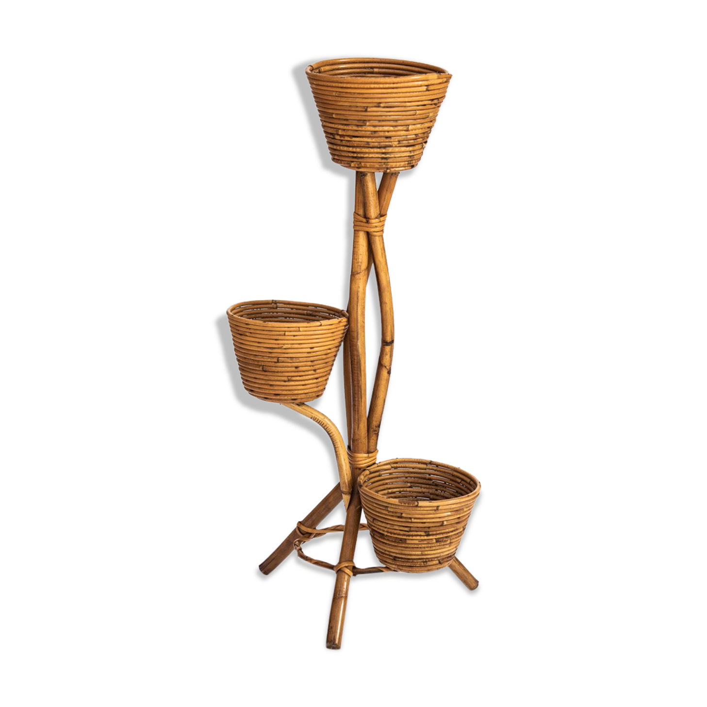 Rattan and bamboo plant holder