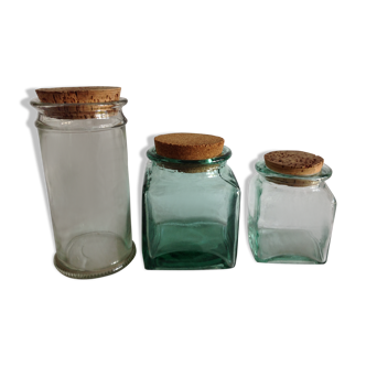 3 thick glass jars