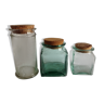 3 thick glass jars