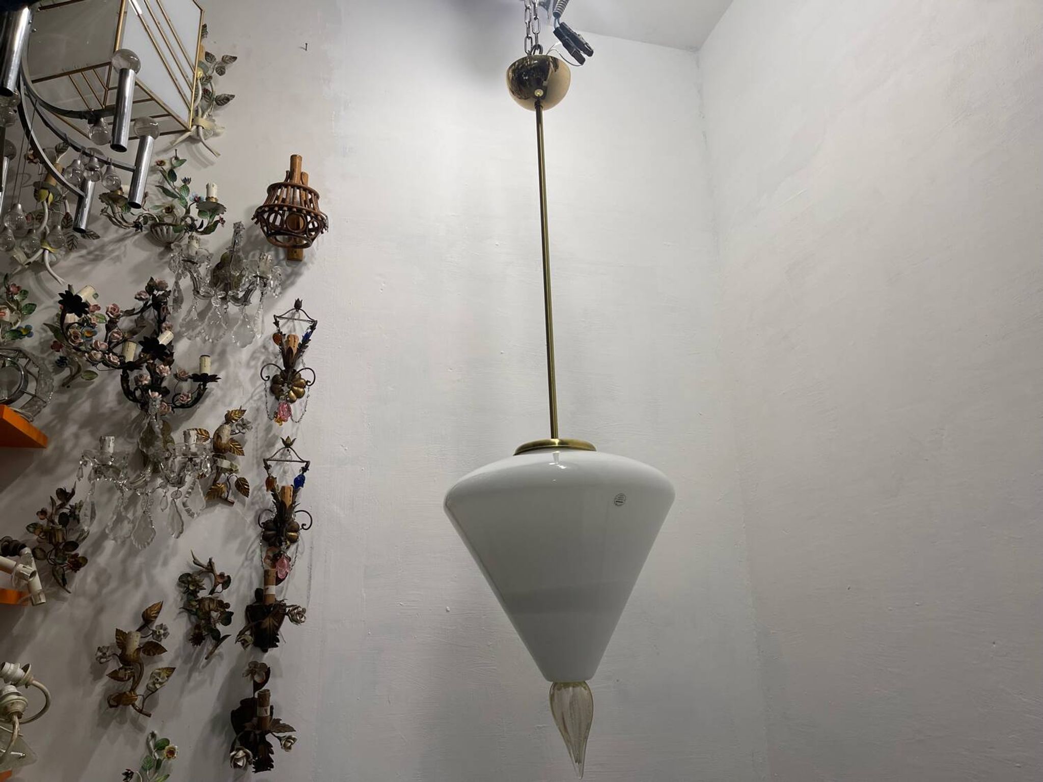 Suspension lumineuse en verre de Murano années 1980