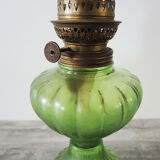 Old Green Glass Kerosene Lamp