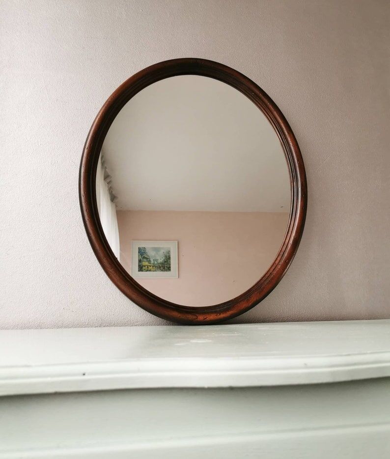 Vintage oval mirror from the 70s 45x35cm