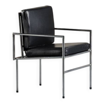Leather armchair in aluminium, Italy, 1970s