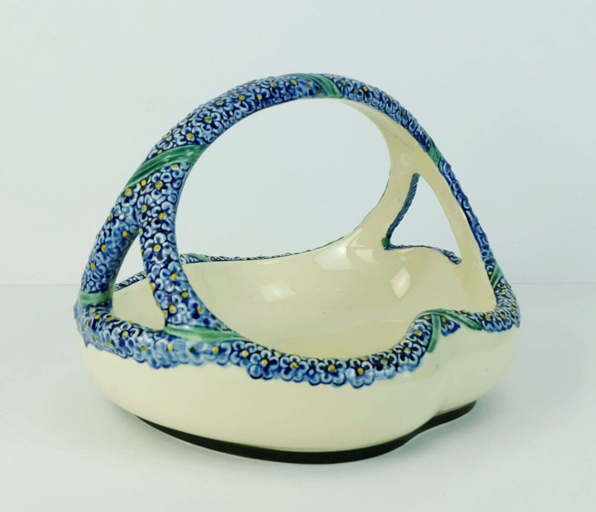 Majolika karlsruhe bowl ceramic basket art nouveau w.süs