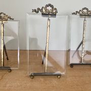 Set of 3 old art deco frames in beveled glass and brass