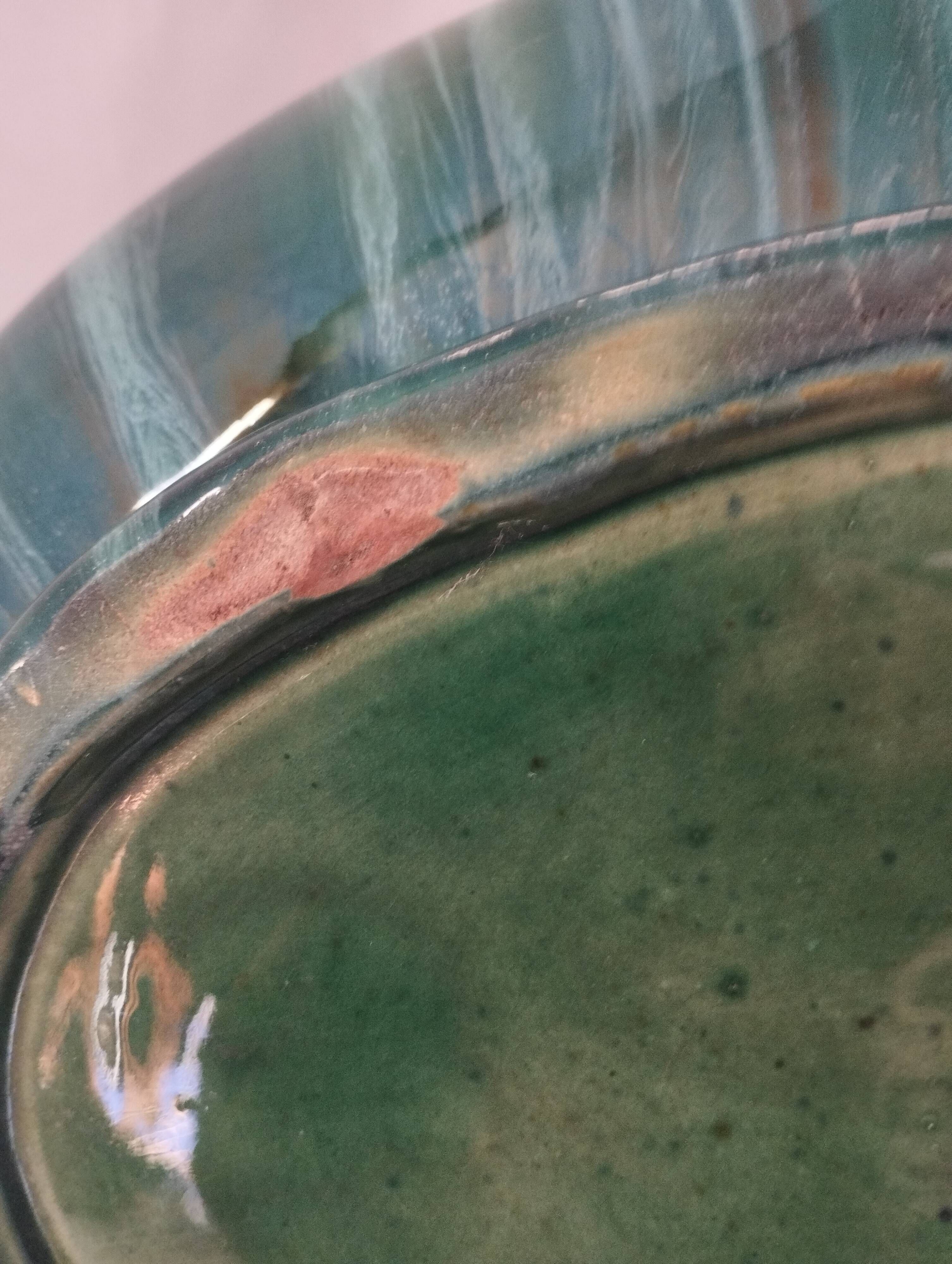 Large turquoise earthenware planter in Art Nouveau style - Jérôme Massier