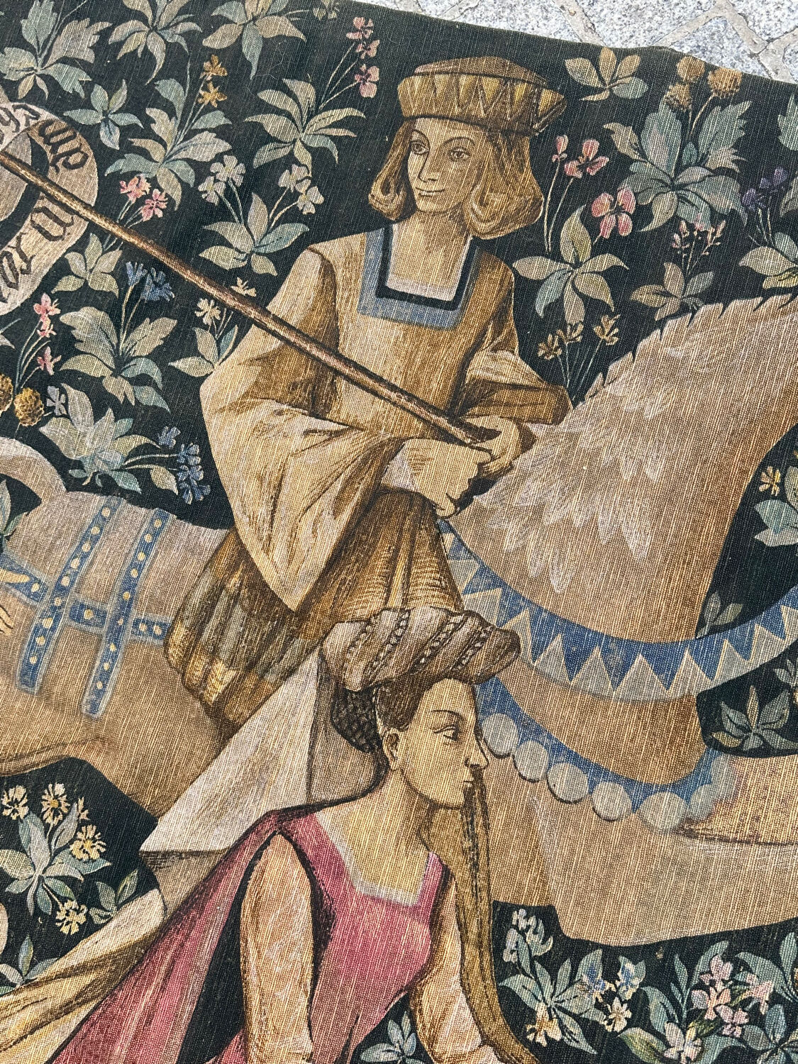 Vintage tapestry hand-screen printed in France