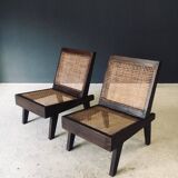 Low Modernist Folding Chairs by Pierre Jeanneret for Chandigarh, India, 1960s, Set of 2
