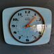 Vintage formica clock rectangular silent wall pendulum "Trophy blue"