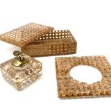Hollywood regency smoking set, lucite and Vienna stray, Italy 1970