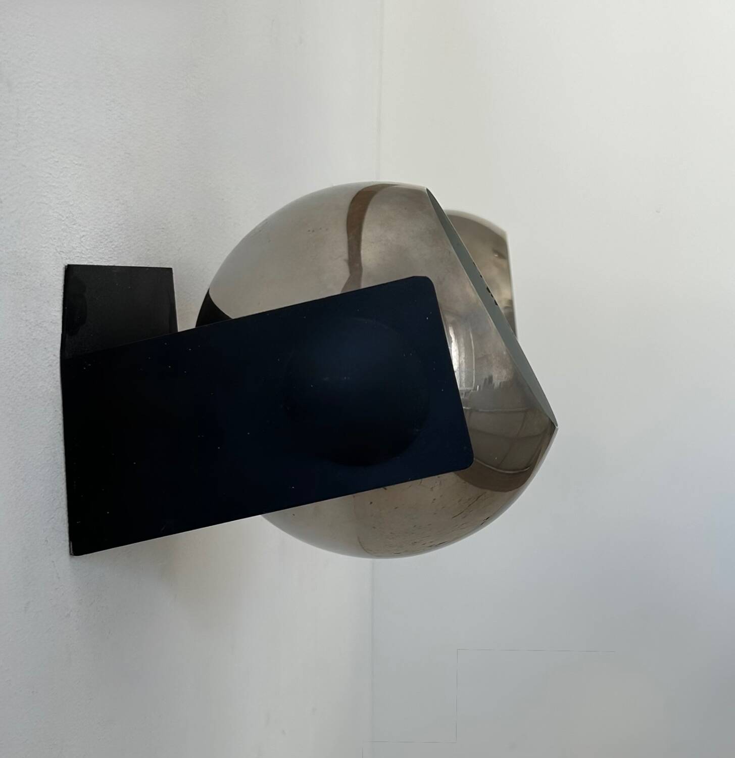 Pair of adjustable wall lights, chrome and matte black metal, France 1970