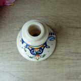Old Candlestick with Handle in Earthenware from Rouen Floral Decor