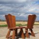 Ensemble de 5 anciennes chaises de feu en chêne à faible dossier, tressées de jonc, de style rural néerlandais.