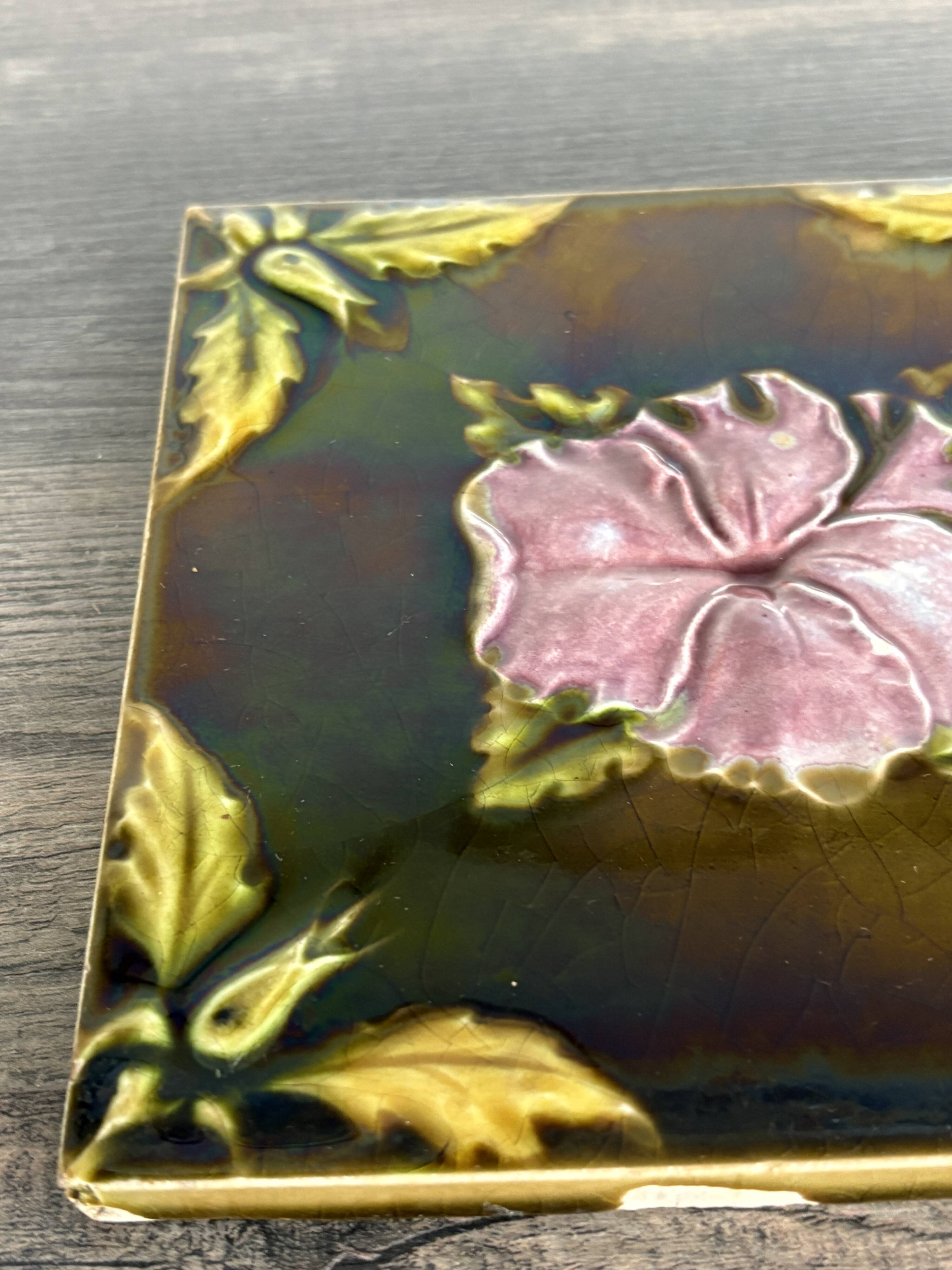 Antique Art Nouveau ceramic tile from 1900