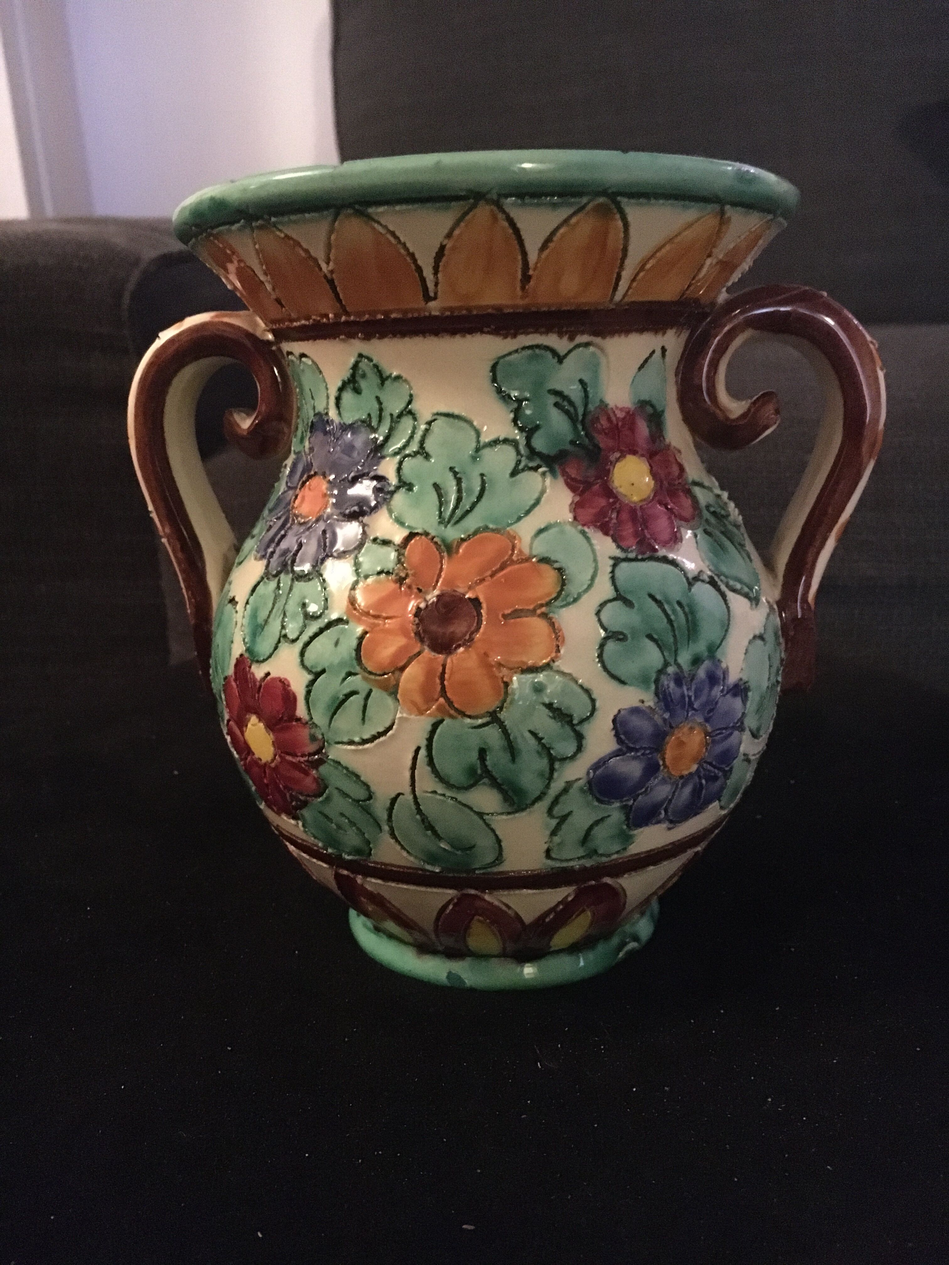 Cracked ceramic vase 1950 by Cerart Monaco