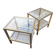 Pair of side tables Pierre Vandel Paris, gold metal and glass, year