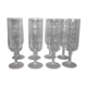 8 champagne flutes in crystal engraved in relief model Matignon