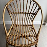 Vintage rattan shell armchairs