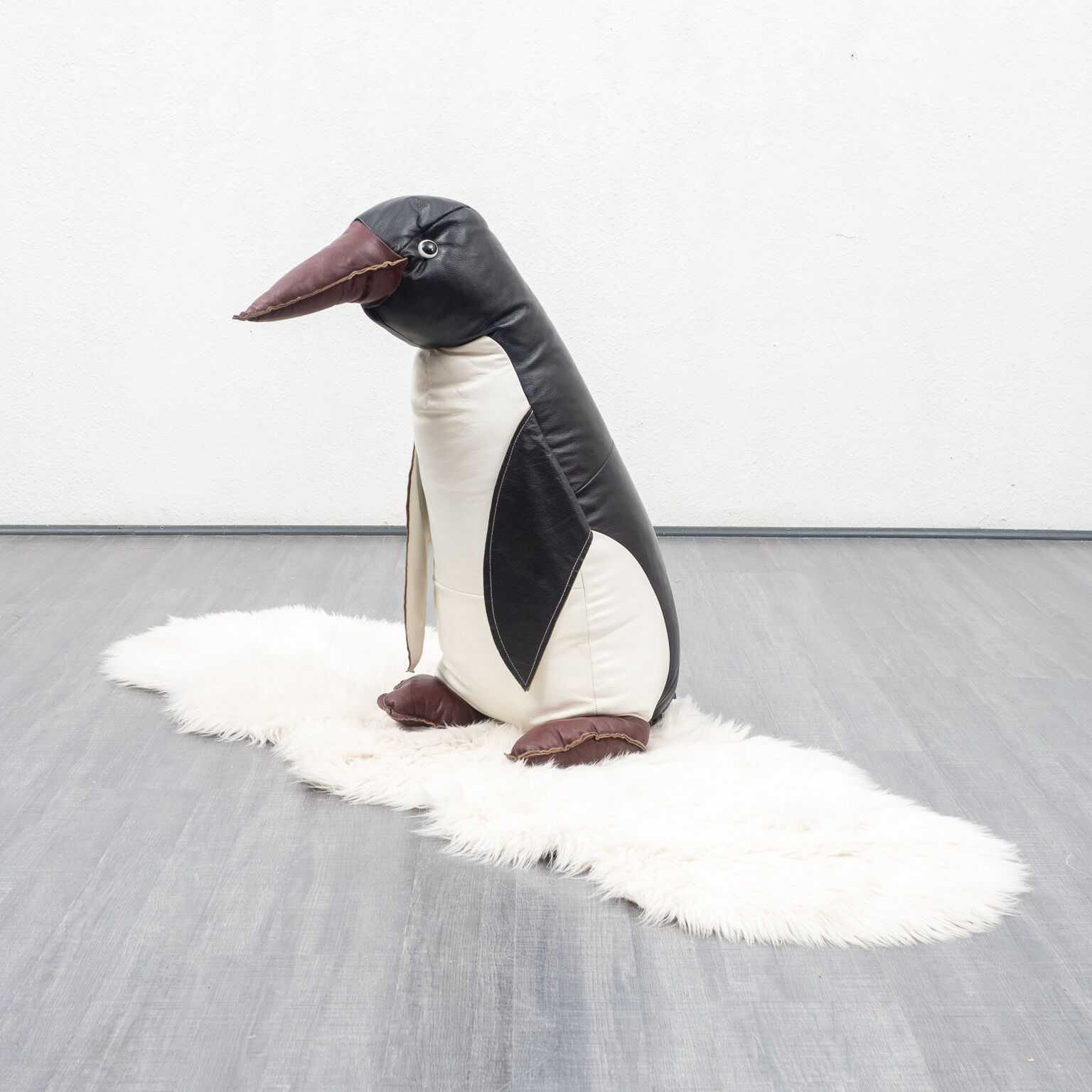 Leather decoration object, 70s, penguin