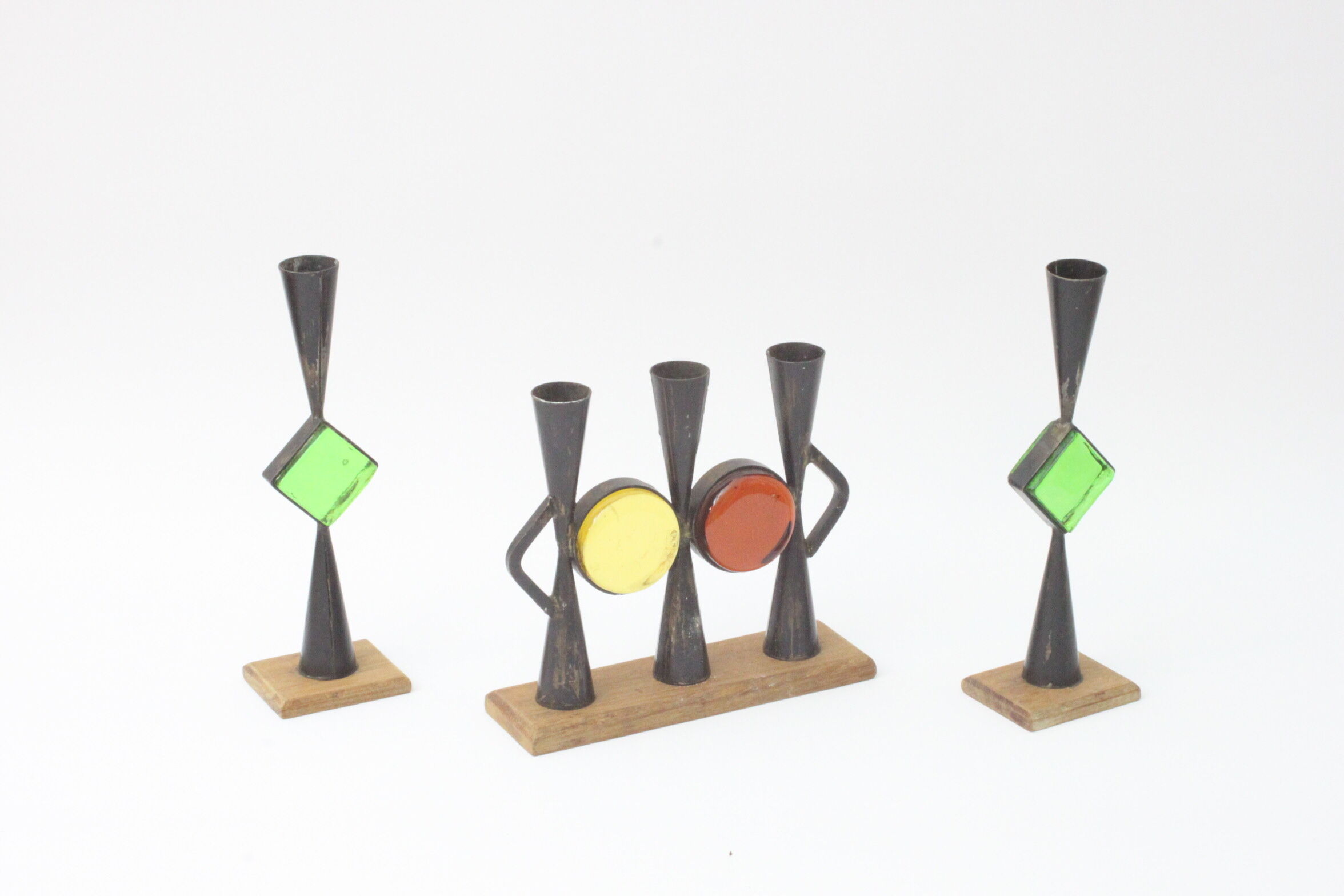 Wrought iron candle holders by Erik Hoglund & Pierre Forsell  for Bo Svensk, Sweden 1950s.