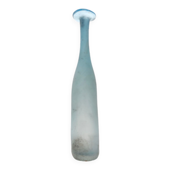 Vintage Light Blue Scavo Glass Bottle Vase by Gino Cenedese, Italy