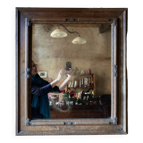 Art deco mirror in varnished wood, 1930s