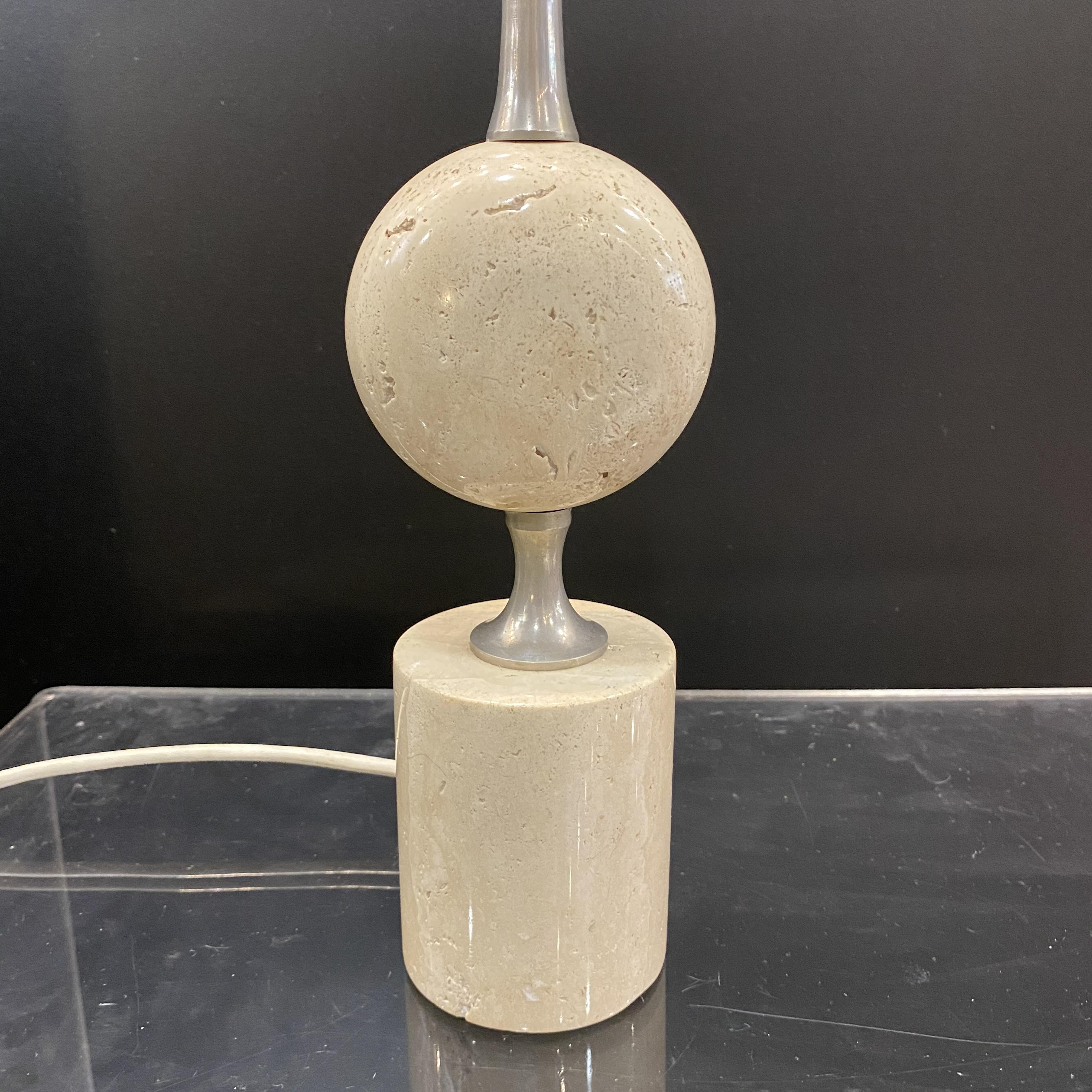 Lamp base travertine Thomas Barbier 1960