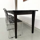 Large 1950s Farm Table in Burnt Wood (Shou Sugi Ban) – L245 cm