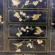 Vintage Chinese sideboard / lacquer cabinet (black / birds) Bohemian