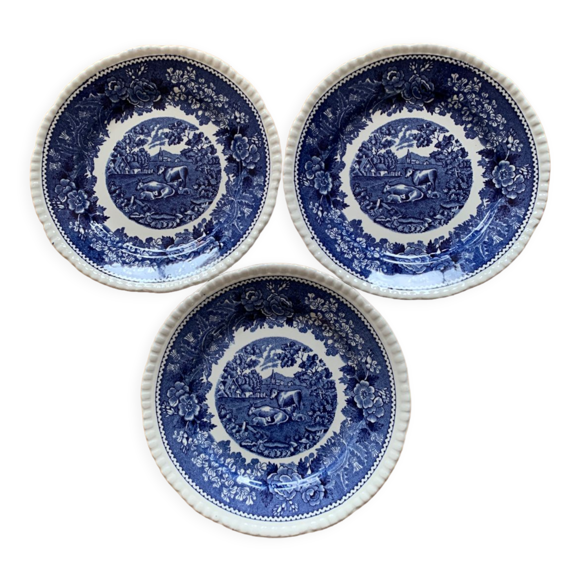 Set of 3 plates Adams English Scenic