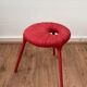 Ikea Red Metal and Wool Three pod Stool, Model Eskilstuna, 1990s