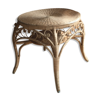 Table low vintage rattan peacock