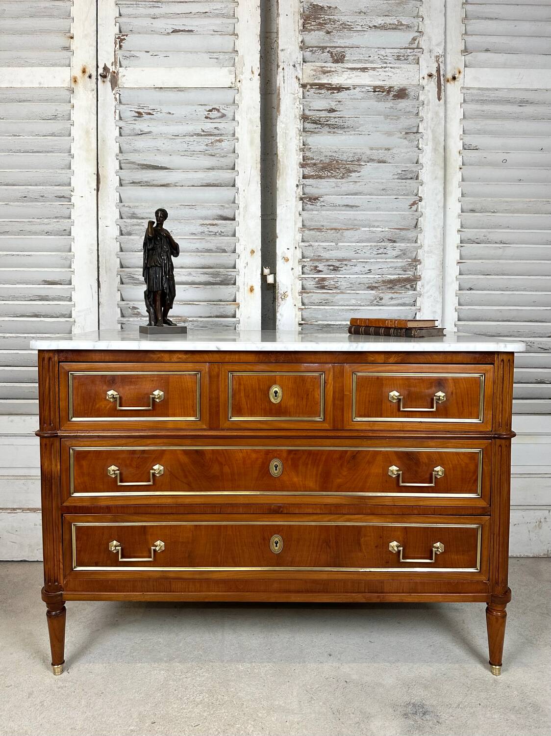 Louis XVI style chest of drawers in cherry wood, 20th century period