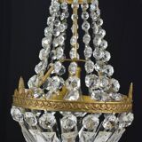 Hot air balloon chandeliers with glass tassels.