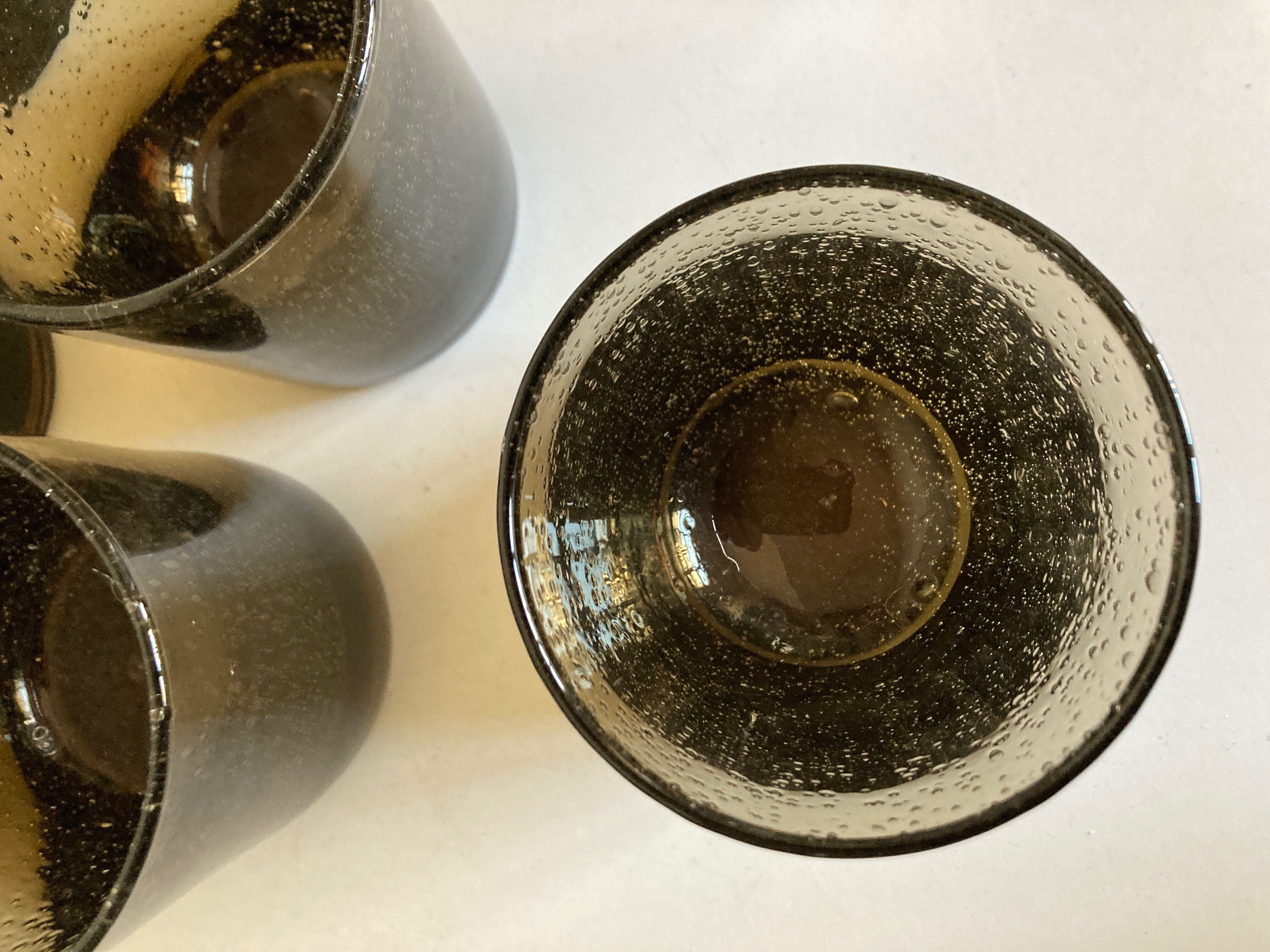 Set de 6 verres gobelets en verre bullé 1970