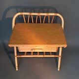 Vintage rattan and bamboo bedside table.