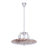 Art Deco Chandelier in Aluminium and Marbled Glass, Czech, 1940s