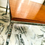 Modernist coffee table in chrome and solid wood - Bauhaus