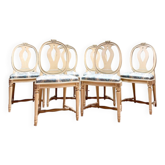 Suite Of Six Louis XVI Style Lacquered Wood Chairs