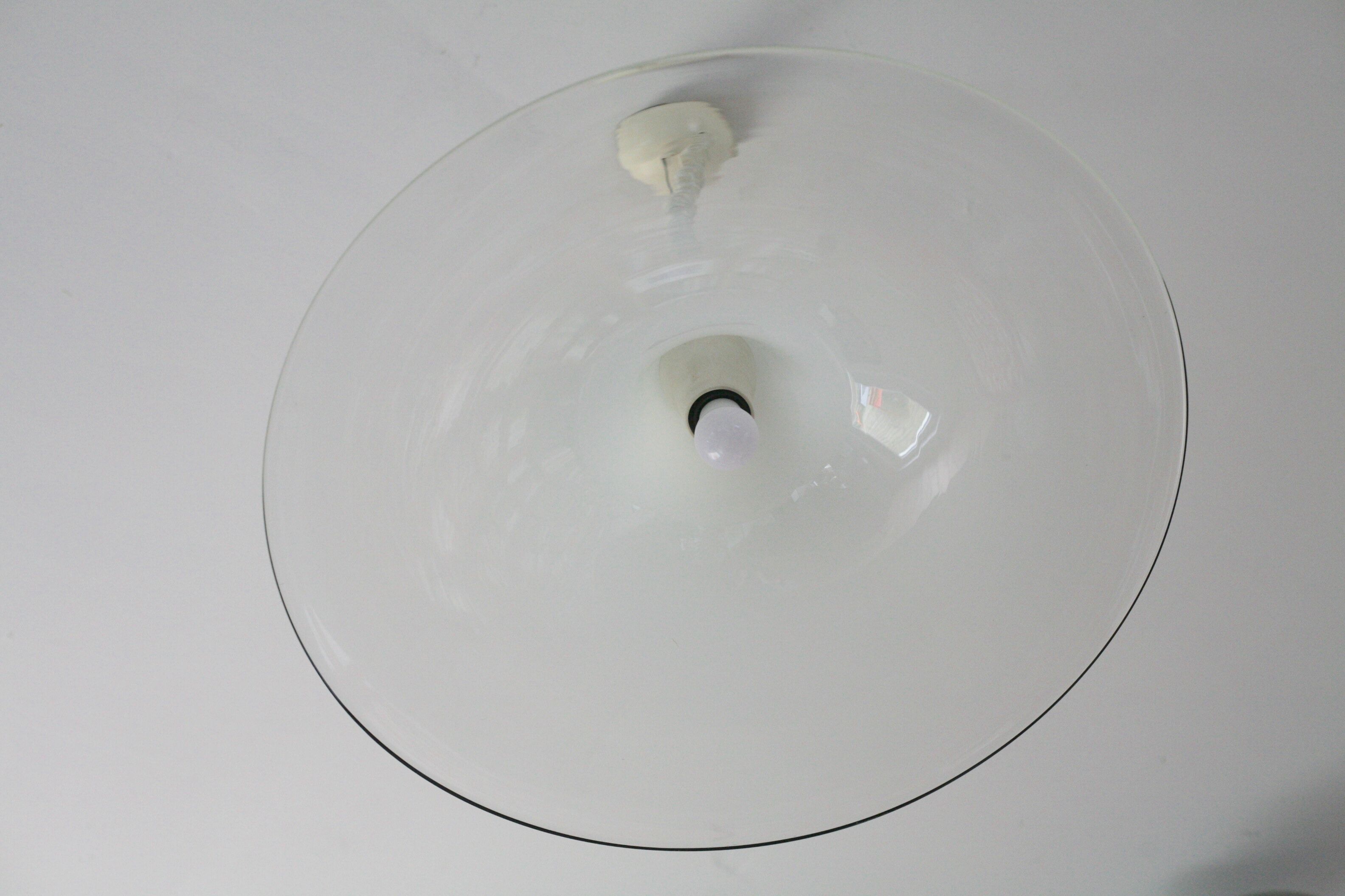 Pair of Cinea suspensions, Leucos workshop, handmade in Murano, design Giusto Toso, circa 197